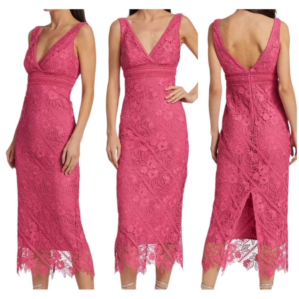 Monique Lhuillier Floral Lace Sheath Dress
